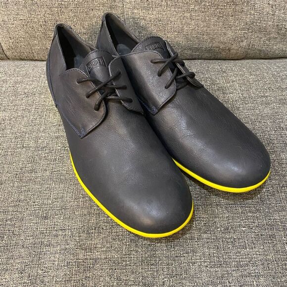 CAMPER Navy Blue Yellow Leather Loafers Men’s Size 45